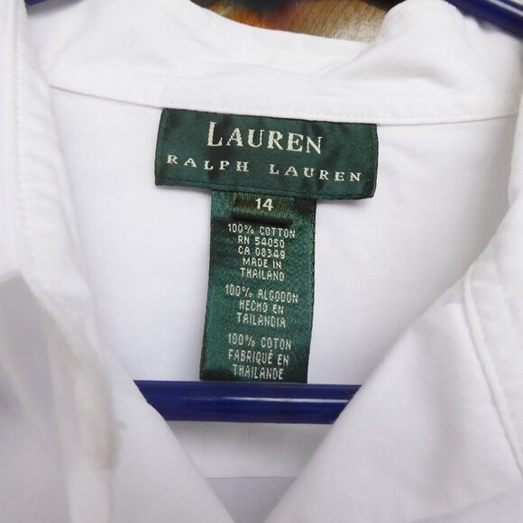 Classic White Cotton Shirt, Ralph Lauren, Size 14 - Picture 3 of 5